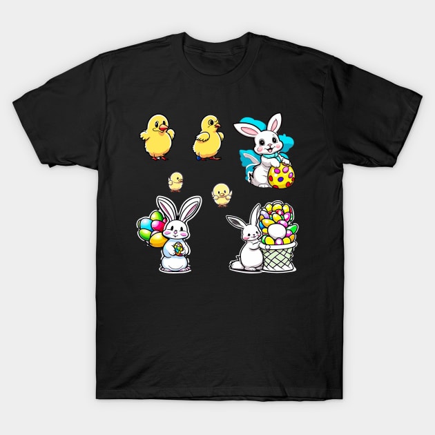 Easter Bunny Sticker Pack T-Shirt by Quietly Creative